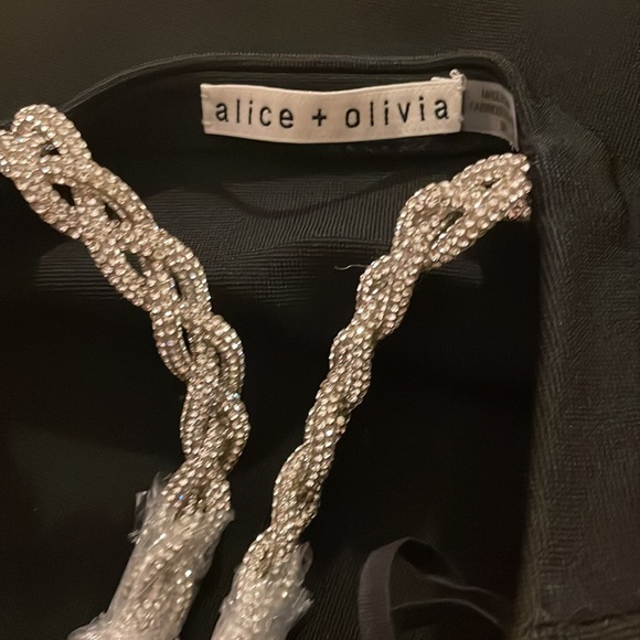 NWO ♥️Alice + Olivia FABOLOUS Stretchy Thick braided Rhinestone  Top Small - Picture 3 of 12